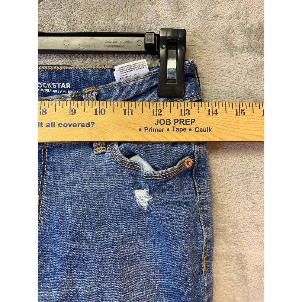 Old Navy Rockstar Mid Rise Distressed Skinny Jeans Blue Size 2 Petite Distressed